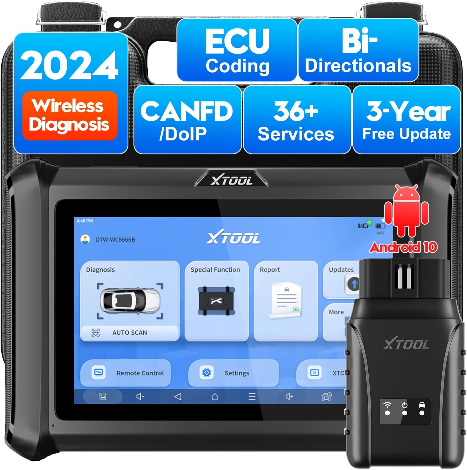 XTOOL OBD2 Scanner D7W with 3Year Free Updates, 2024 Bidirectional