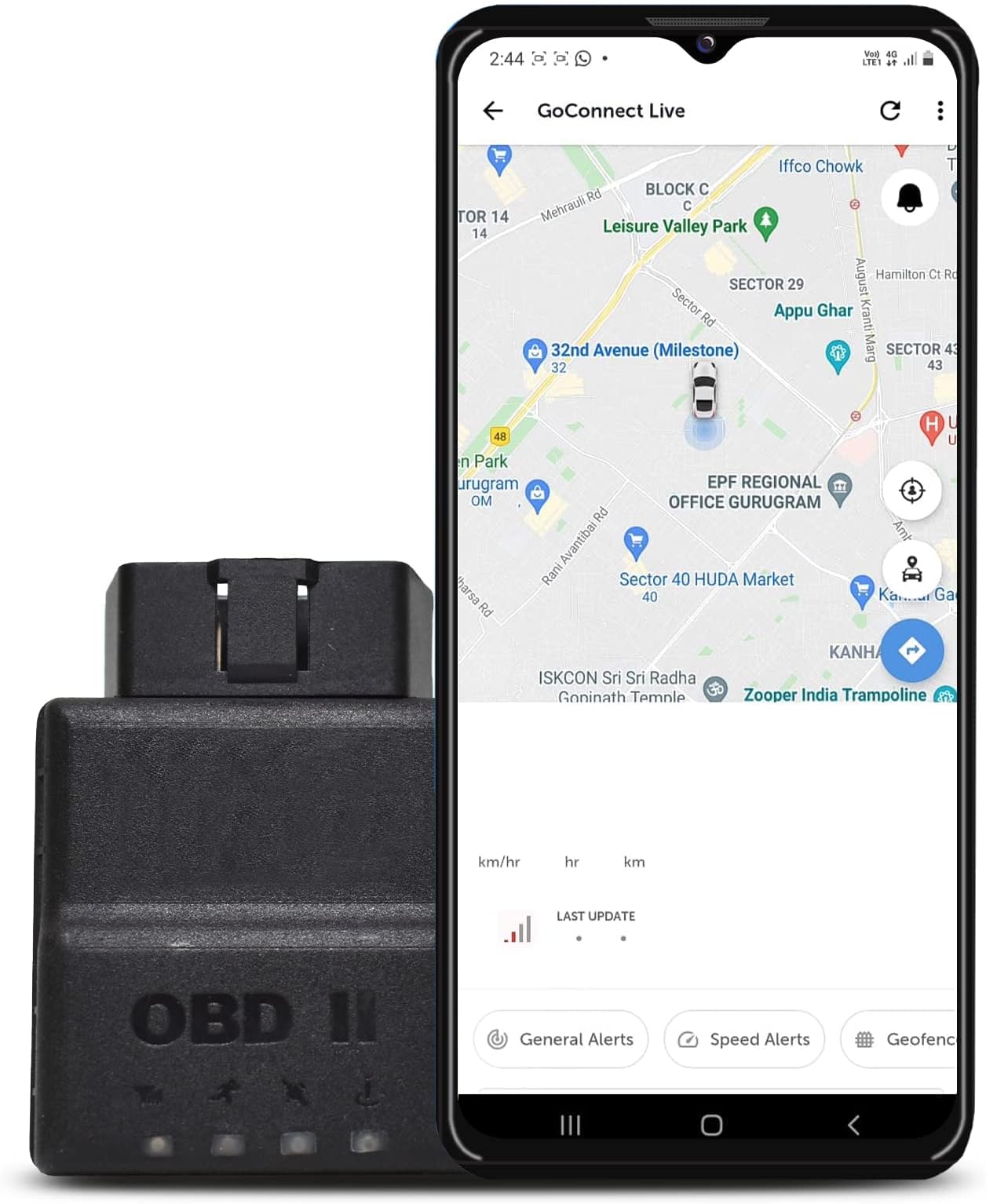 GoMechanic GoConnect OBD GPS Car Tracker - Plug N Play, Live Vehicle Tracking, Car Health and Mileage Monitoring (Supports iOS & Android)