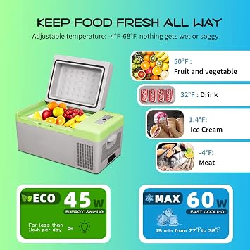Portable Freezer, 21QT(20L) Car Refrigerator, 12V Cooler Refrigerator for Car & Home Use, Fast Cooling -4℉~68℉, DC 12/24V, AC 110/240V