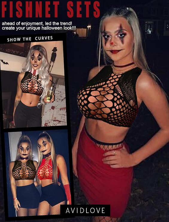 Avidlove Womens Fishnet Lingerie for Women Sexy Two Piece Lingerie Set Stripper Outfit