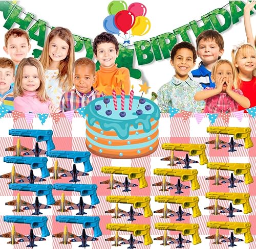 Miniatura 3 de Recuerdos de fiesta de avión para niños. Juguete lanzador de aviones  24 juegos novedosos paquete a granel  48 planeadores de avión de papel jet de