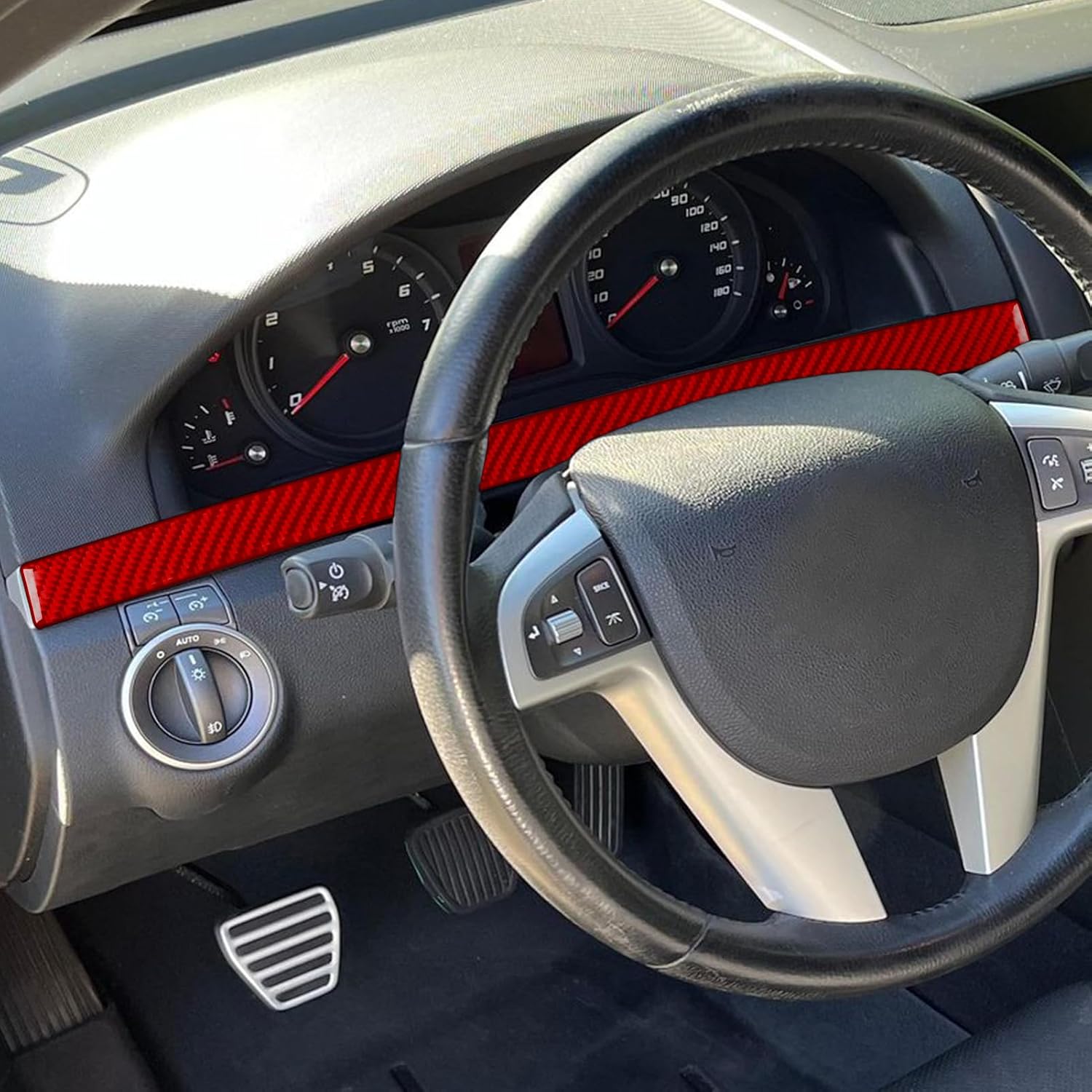 Red Soft Carbon Fiber Car Driver's Dashboard Glove Box Panel Trim Strips Cover Interior Trim Compatible with Pontiac G8 2008 2009/Holden Commodore 2006 2007 2008 2009 2010 2011 2012 2pcs