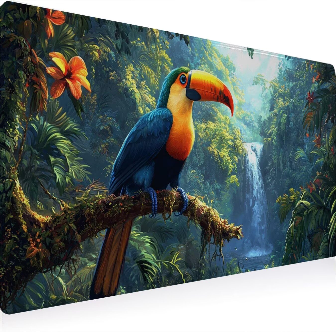 Tappetino Mouse pad XXL 1500x800x3mm, Multifunzione Esteso Tappetino Mouse Gaming, Mousepad Impermeabile Durevole Facile Pulire,Tracciamento Ad Alta Precisione,Uccello Di Bocca Gigante Foresta 1J0-783