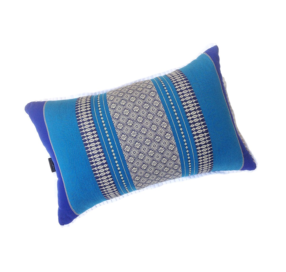 Collumino Traditional Thai Kapok Yoga and Meditation Support Pillow Large Rectangle size 45 x 28cm (Light Blue, Dark Blue) โ image 1