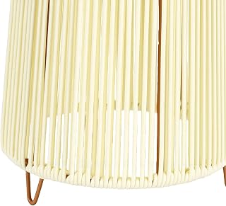 GOTOTOP Solar Rattan Table Lamp Outdoor with 3 Lighting Modes 1200mAh Battery for Patio Garden Yard Decoration (Trapezoid White)