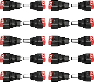 DC 전원 커넥터 10쌍(수 10개 및 암 10개), DC 12V 24V 36V 5.5mm x 2.1mm 납땜 없는 배럴 나사 터미널 커넥터, LED 스트립, CCTV 보안 카메라, 아두이노 등용