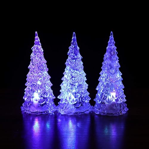 Miniatura 3 de NUOBESTY 8pcs Acrylic Clear Christmas Light Up Tree Tabletop LED Christmas Tree Glitter Tree Decor Night Light for Party Centerpiece Gifts