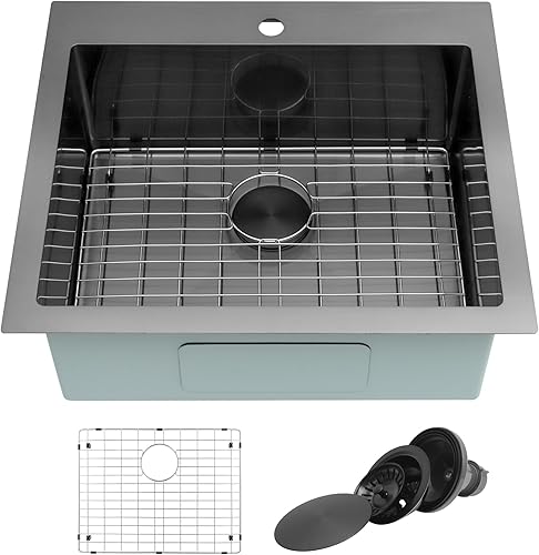Miniatura 13 de Fregadero de barra negro desplegable de 17 x 19 pulgadas, fregadero pequeño para caravana, barra de acero inoxidable de calibre 16 y fregaderos