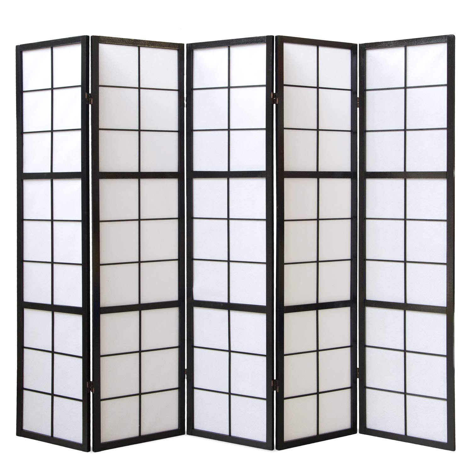 PEGANE Paravent Japonais Shoji en Bois Noir 5 pans