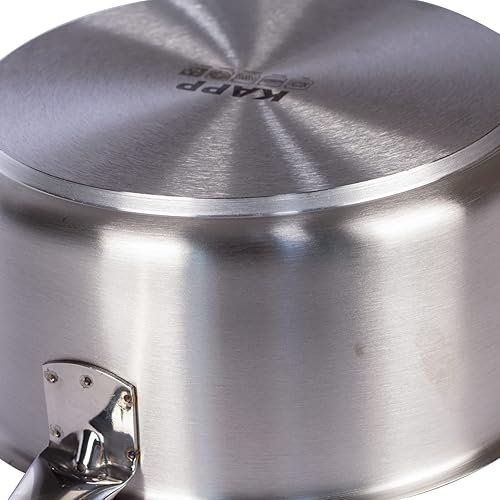 Vista 6 de KAPP Cacerola de acero inoxidable de tres capas de 2 cuartos de galón, cocina o restaurante, apta para lavavajillas, apta para horno, no incluye tapa