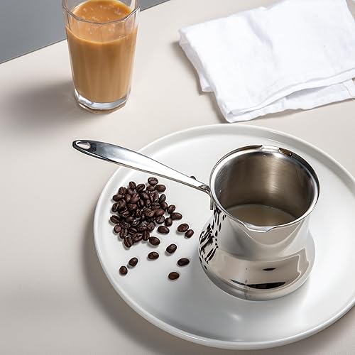 Miniatura 6 de IMEEA Cafetera turca Cezve - Cafetera turca de acero inoxidable 18/10, cafetera griega Briki (16.9 onzas)