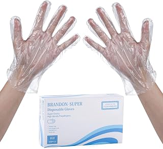 Brandon-Super 500 Pack Disposable Food Prep Gloves - Extra Strength Food Safe Plastic Gloves for Kitchen Handling, One Size Fits Most