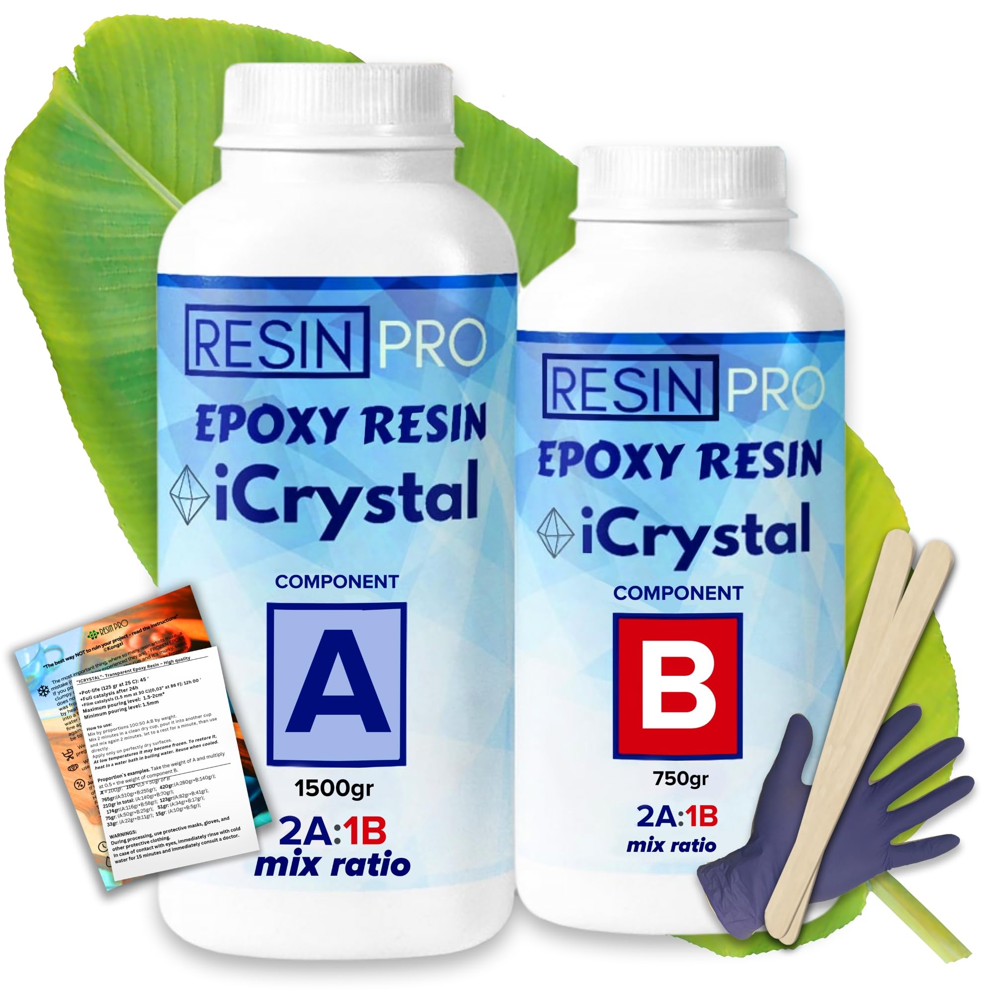 Resin ProCrystal Clear Epoxy Resin - 2.25kg | Fast Drying, Non-Toxic Clear Epoxy Resin & Hardener for Wood, Fabric, Glass & Paper | DIY Art, Coaster, Mould Casting, Jewellery Making & Surface Coating