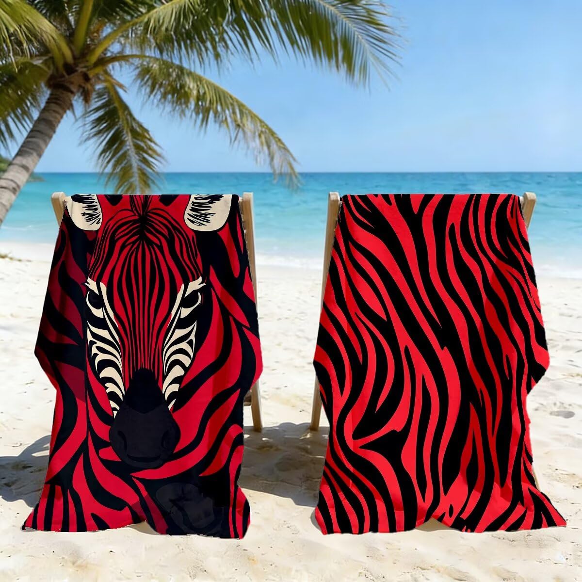 Ręcznik plażowy XXL, 100 x 200 cm, zestaw 2 szt., ręcznik plażowy z mikrofibry w stylu retro, szybkoschnący, do sauny, fitness, bez piasku, ręcznik plażowy, do sauny, duży ręcznik kąpielowy, prezent