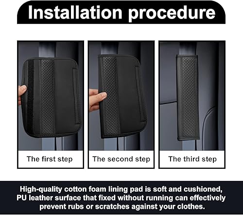 Miniatura 5 de 2 almohadillas para cinturón de seguridad para cinturón de seguridad de automóvil, de cuero transpirable, cojín de conducción más cómodo que ayuda a