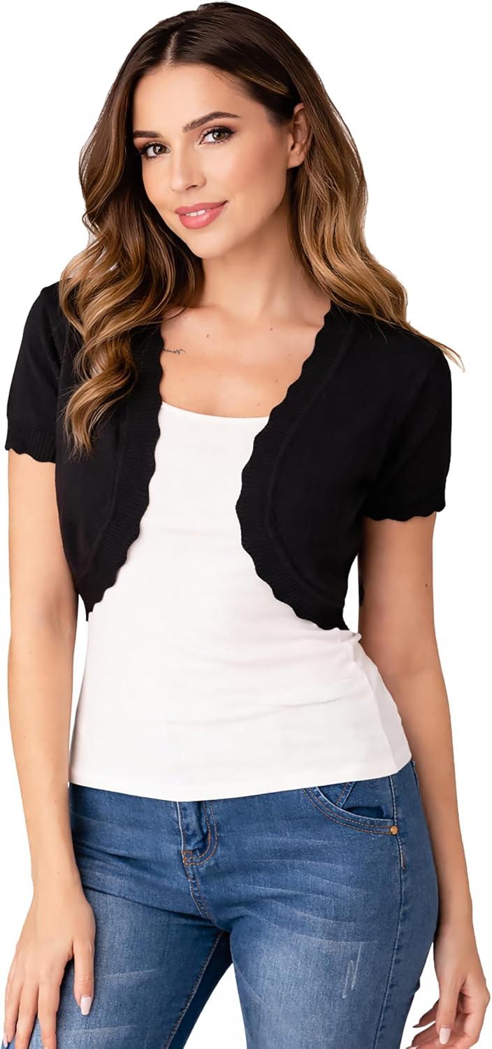 Sofishie Trendy Short Sleeve Shrug Open Cardigan
