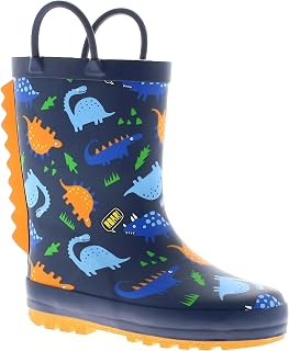Billy Boys Wellies (Navy) - Children's Wellington Boots with 3D Dino Design. Waterproof Winter Wellies with Easy Pull-On Handles. Warm & Comfortable Kids Snow Boots Navy 12 Child UK