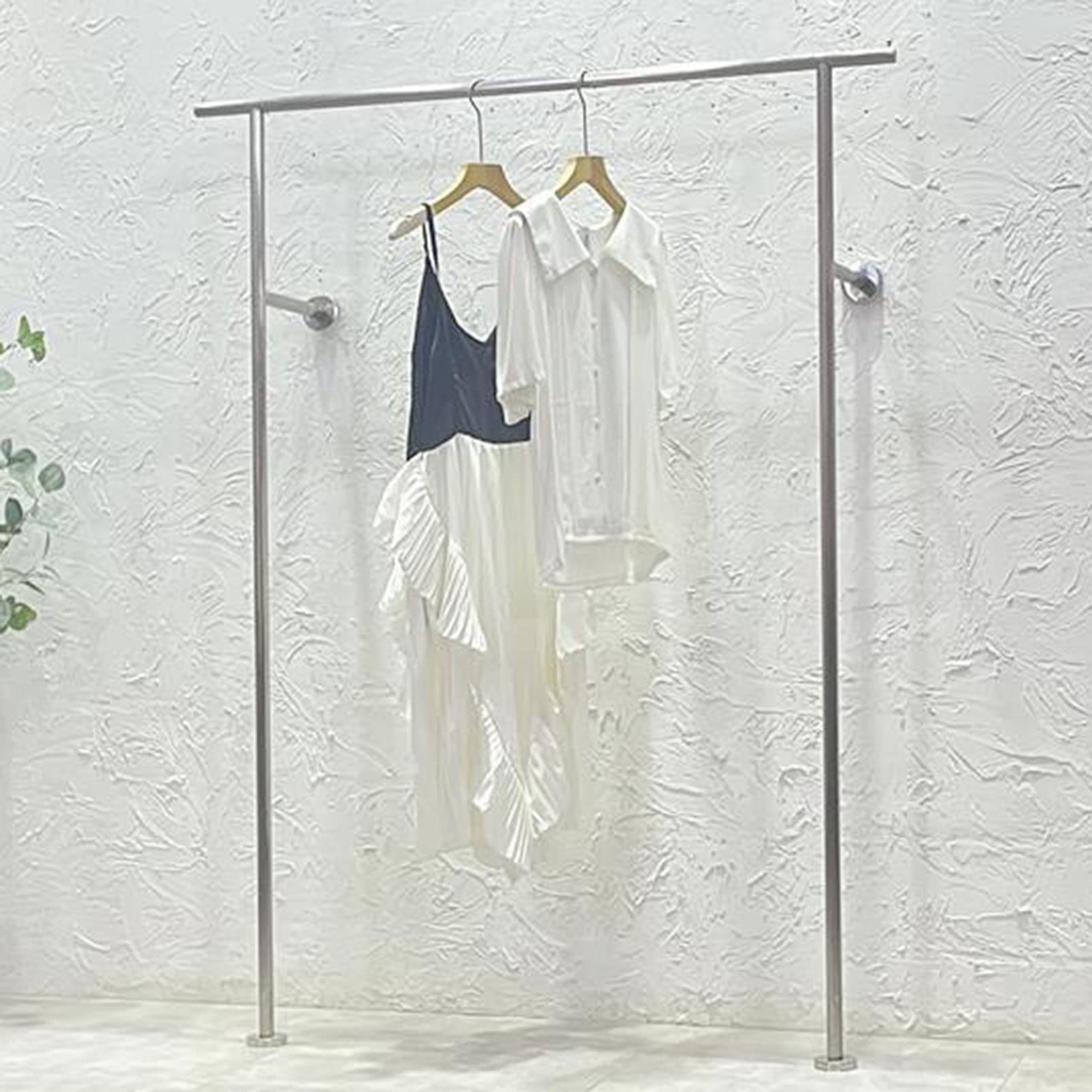 HPTHLY Clothing Store Display Rack Silver Garment Hangers For Retail Creative Clothes Shelves & Towel Hangers Commercial Apparel Showroom Fixtures,Silver-100Cm×160Cm (Silver-100Cm×160Cm)