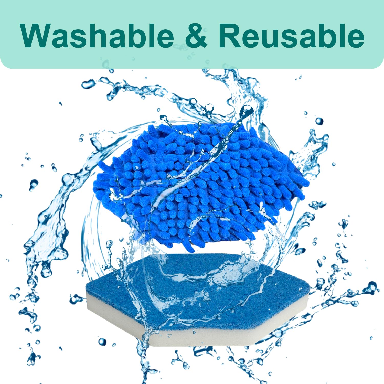 Lot de 4 têtes de balai de rechange et 4 têtes de rechange en éponge, compatibles avec la serpillère Vileda Bath Magic pour salle de bain et baignoire