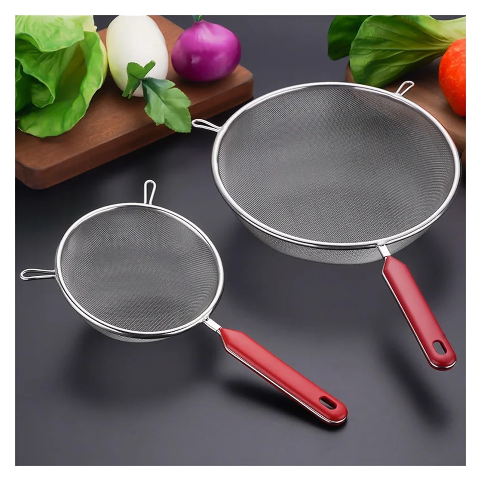 sieb edelstahl 1 stücke for Küche Sieb Mit Hängenden Ohren Edelstahl Mehl Nudel Abtropffläche Öl Braten Skimmer(20cm)