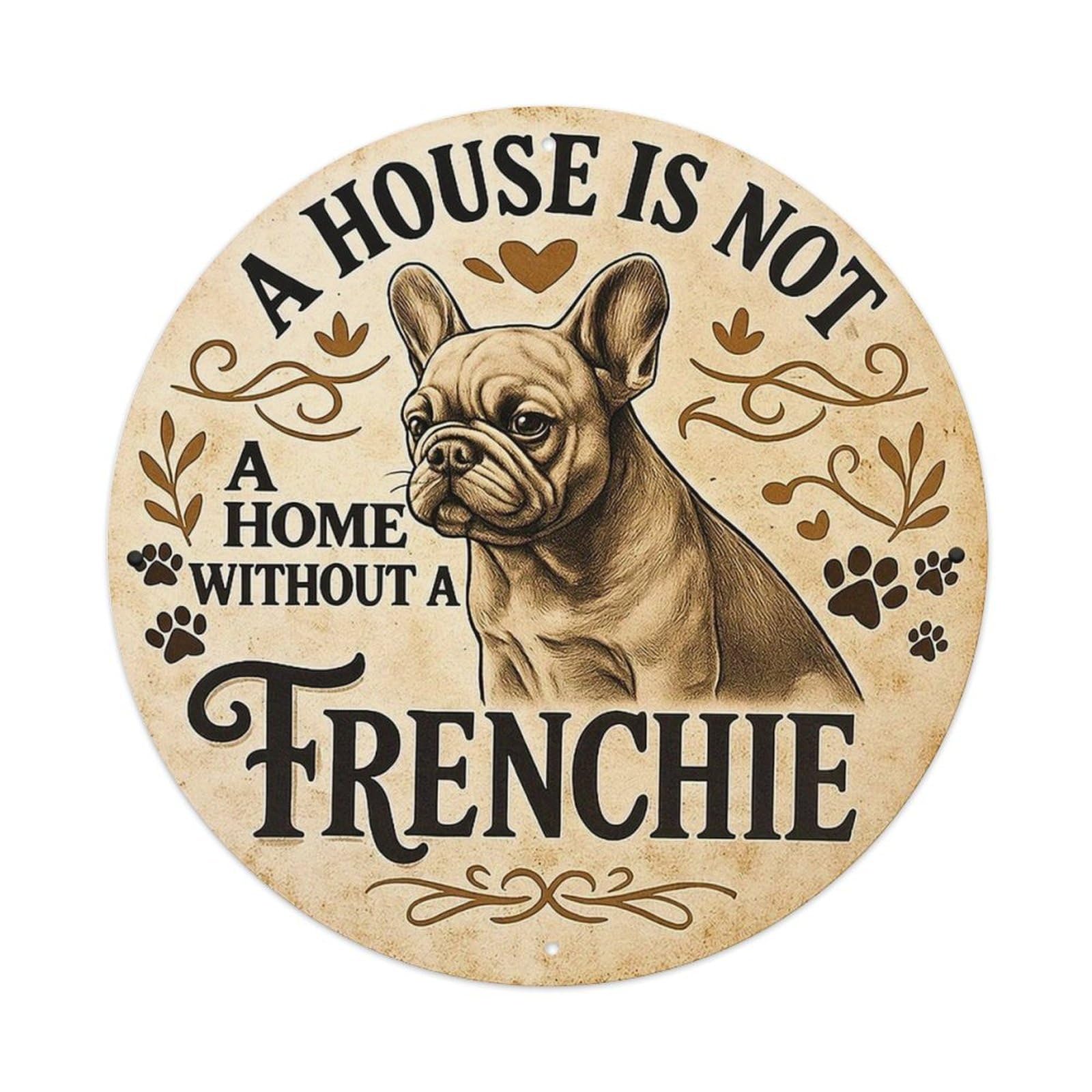 A House Is Not Home Without A Frenchie Metal Tin Sign Plaque