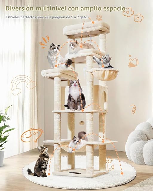 Foto 8 de 8 de Taoqimiao Árboles Rascadores para Gatos XXL 180 cm, Torre Gatos, MS034M