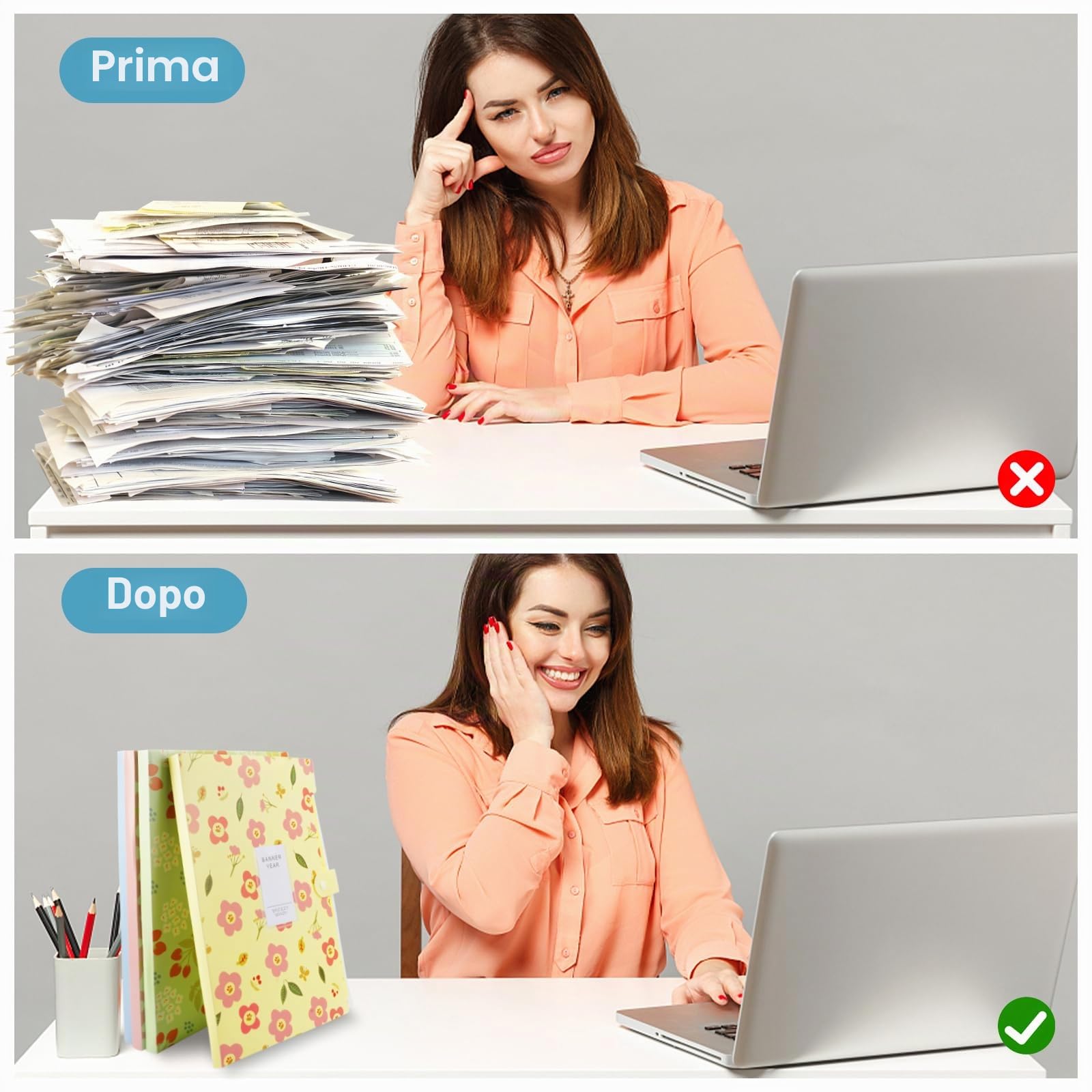 4 Pezzi Cartelline Portadocumenti A4, Porta Documenti A4 con 6 Tasche, Motivo Floreale Organizer Documenti, Cartellina Portadocumenti Espandibile con Chiusura, per Ufficio, Casa, Scuola | Cartella per compiti in formato A4, con divisori, per casa, scuola,