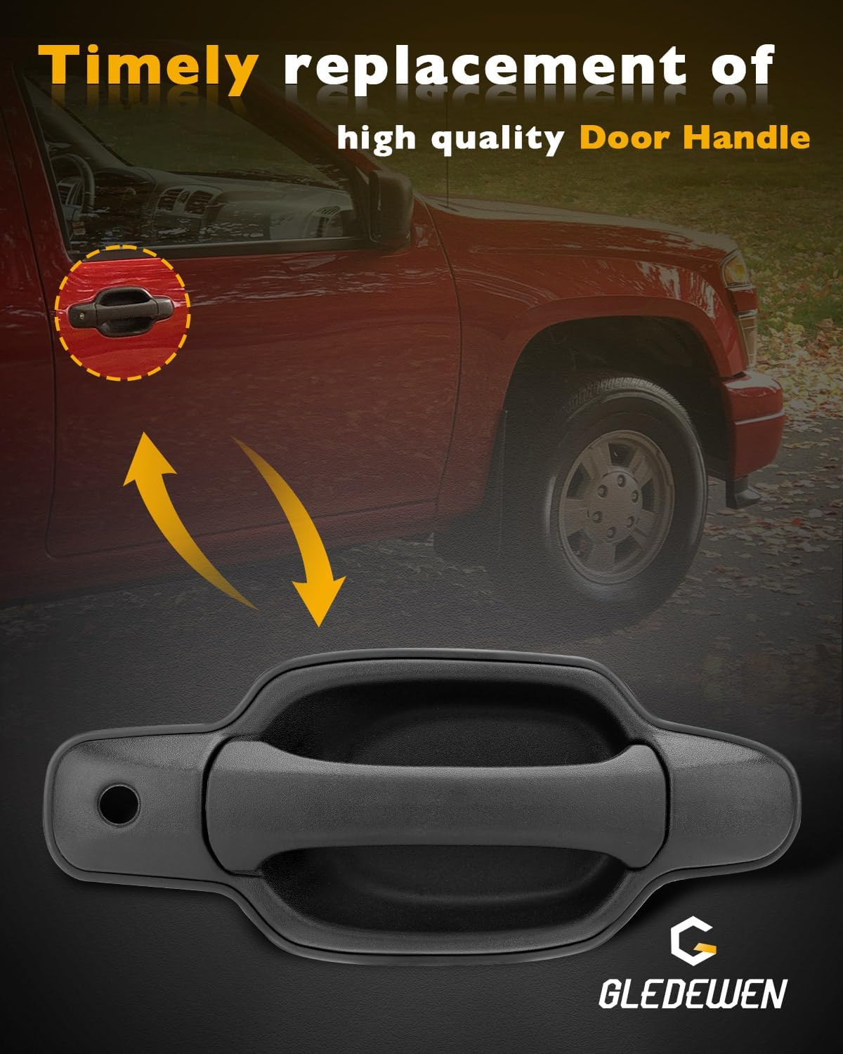 Passenger Door Handle, Compatible with 2004-2012 Chevy Colorado, GMC Canyon, Isuzu, Exterior Front Right Side Door Handle with Key Hole, Replace# 79317, GM1311146, 14488527, Black Outside Door Part