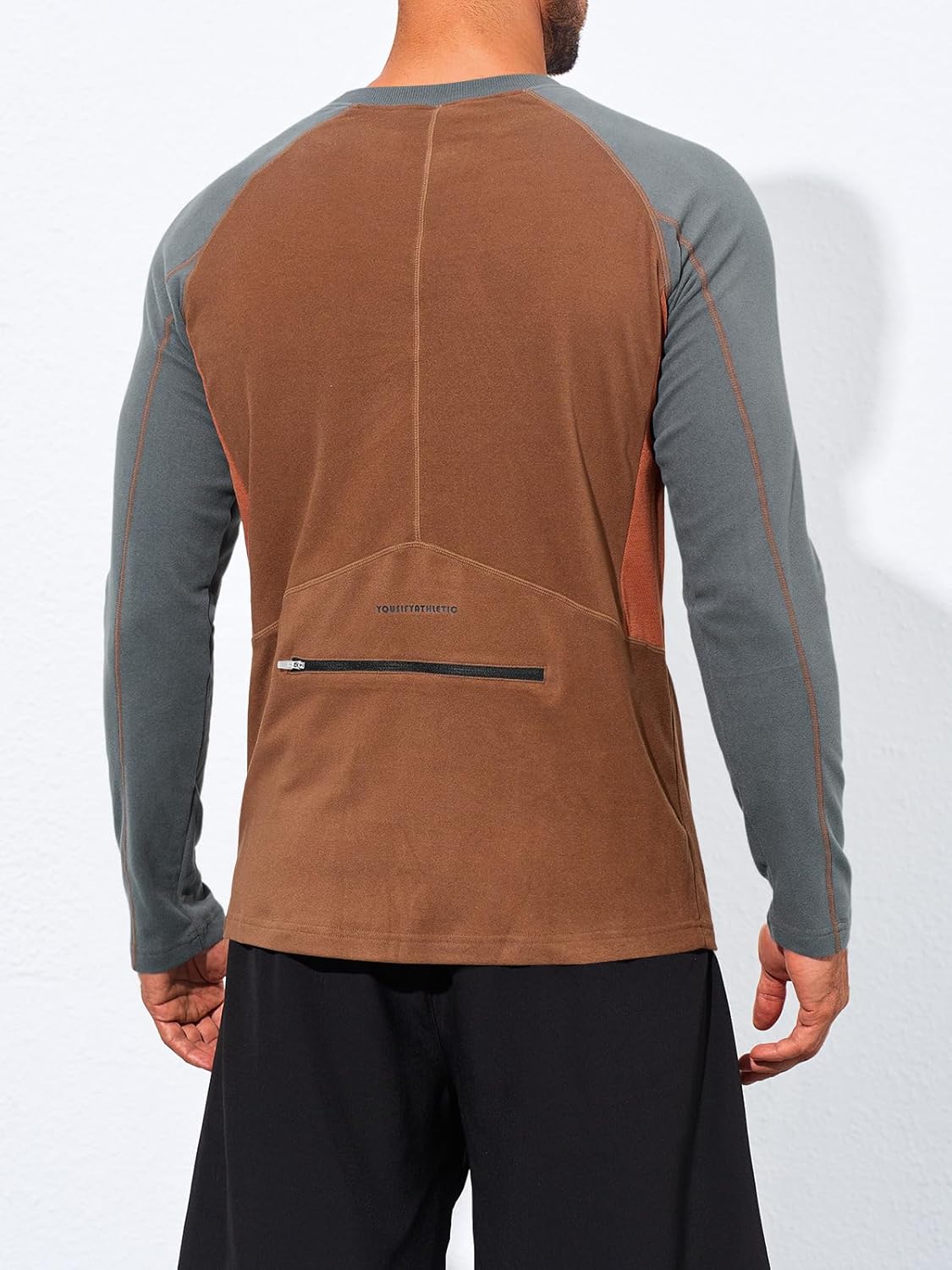 Yousify Mens Athletic Thermal T Shirts Fleece Crew Neck Long Sleeve Shirts Running Hiking Active Pullover Tops with Pocket - Image 3