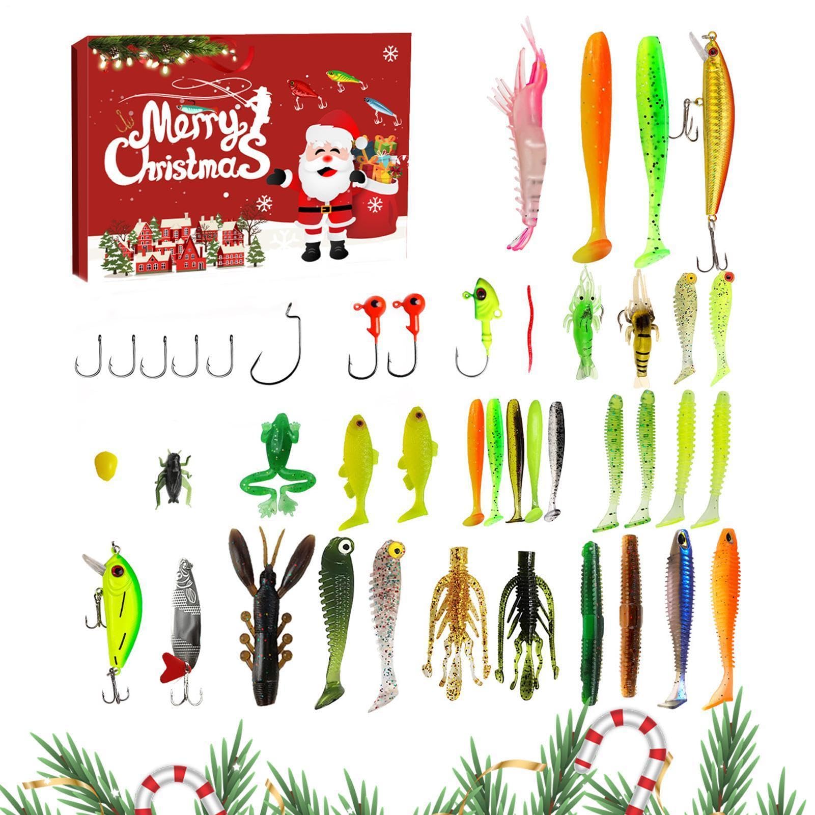 Adventskalender Angeln – Countdown Weihnachten 24 Tage Angelköder | Köder für Salzwasser und Süßwasser Männer Vater Großvater – Freunde leidenschaftlicher Angler