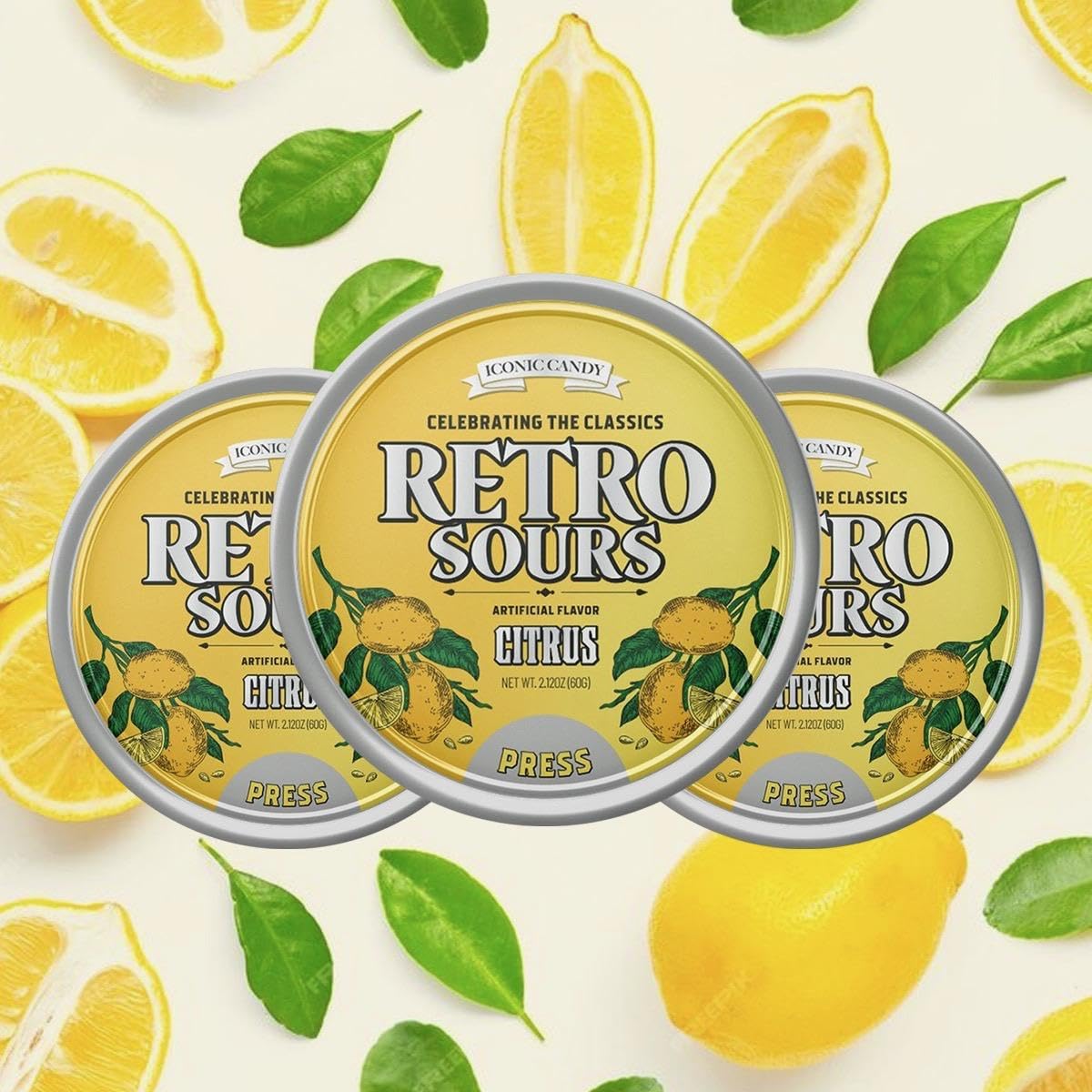 Retro Sours Hard Candy Variety Pack – Vintage Sour Candy Gift Set – 6 Tins of Tangy Fruit Flavors (Tangerine, Citrus, Mango, Raspberry, Apple & Passionfruit) – 6 Tins Variety Pack