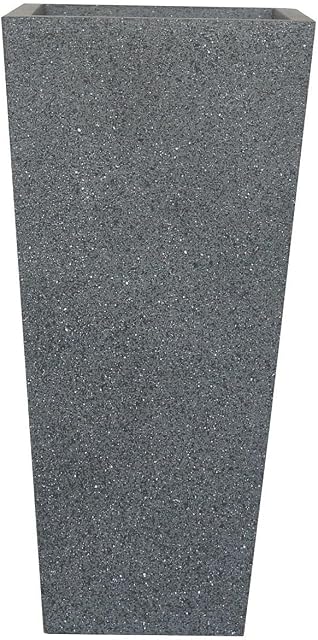 IDEALIST Plant Pots Outdoor Small Tall Garden Planters with Drainage Hole Light Concrete Tapered Grey L24.5 W24.5 H51 cm, 30.6L