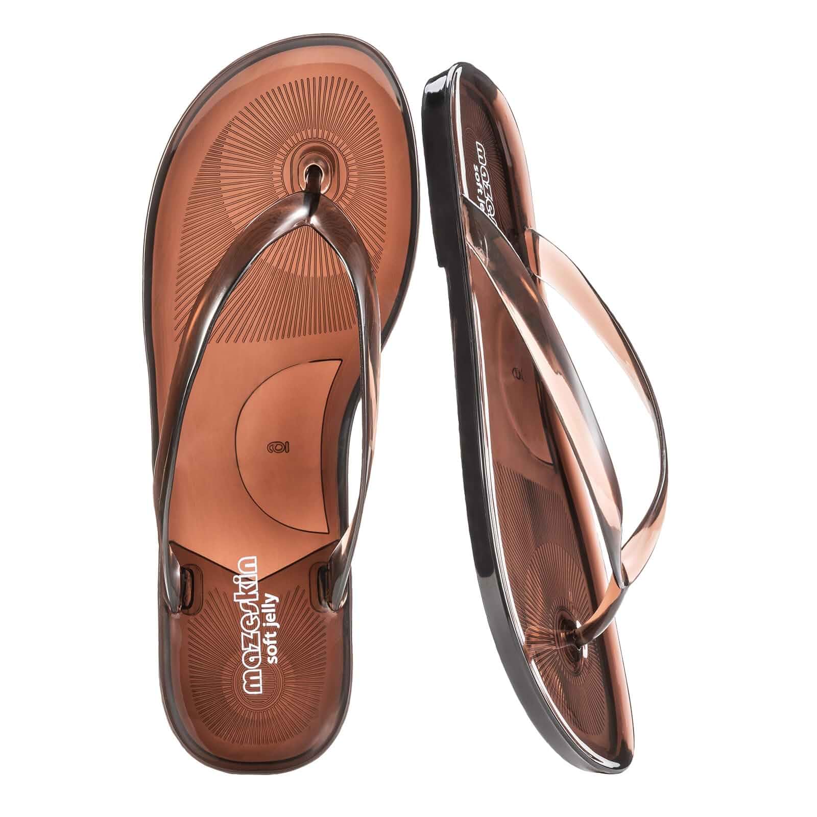 mazeskin Womens Jelly Flip Flops Soft Flexible Thong Sandals Waterproof Beach Pool Vacation Summer Non Slip Splash Casual Transparent Clear Flat Slip On Slide Shoes