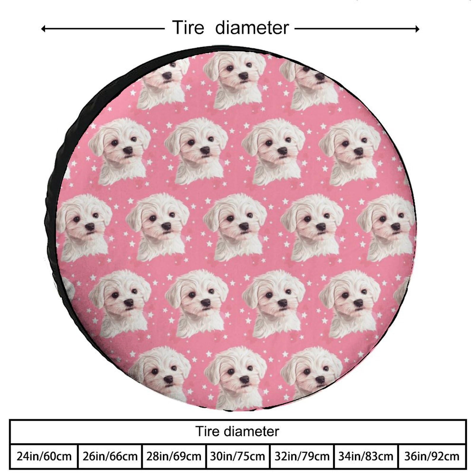 Cute White Puppy Dog Spare Tire Cover Oxford Waterproof Wheel Protectors Universal Car Accessories 24inch