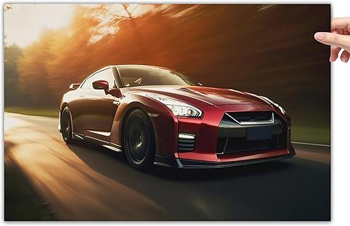 Pósteres rojos de carreras de autos deportivos Jdm Car R35, decoración de habitación, lienzo estético, arte de pared para sala de estar, dormitorio,