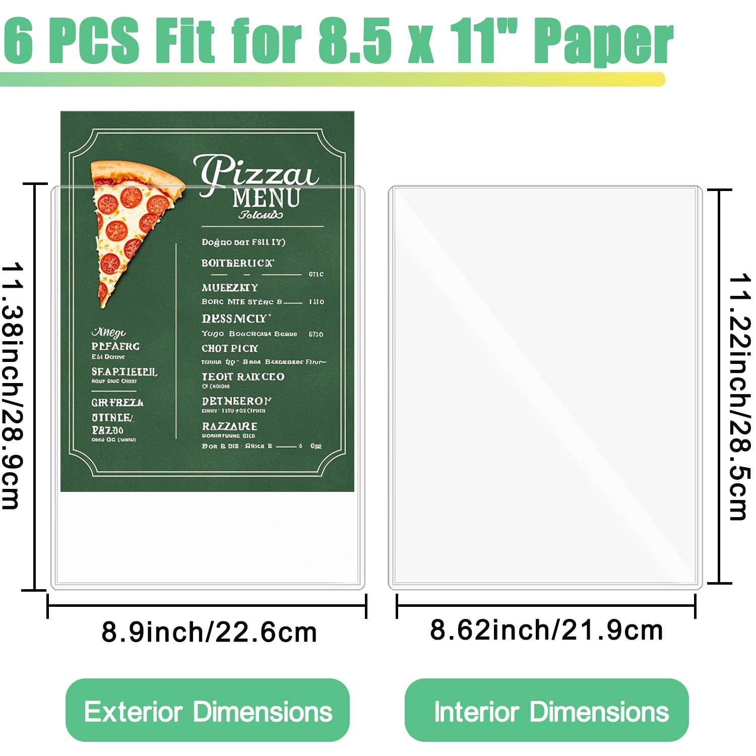 Paquete de 6 protectores rígidos de impresión de 8.5 x 11 pulgadas, protectores de hojas de plástico duro transparente, fundas de plástico transparente para póster de fotos de papel, cubiertas