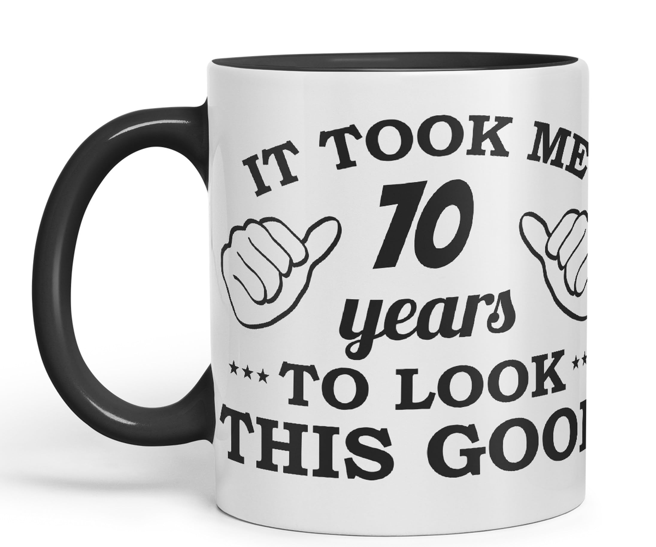 Vixar It Took me 70 Years to Look This Good Happy Birthday Ceramic Coloured Mug Cup Gift Coffee Tea (Black)