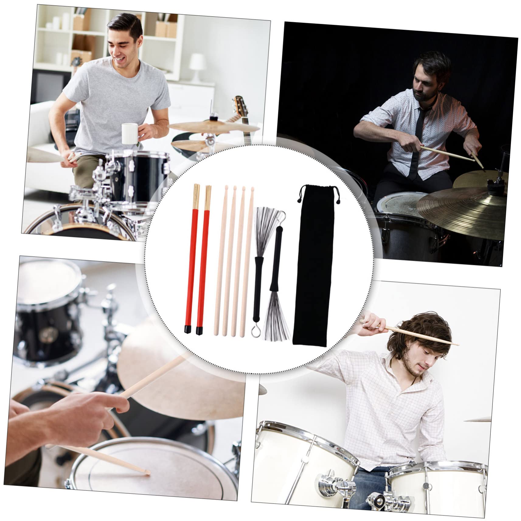 Ensemble de Batterie et Balais 1 Set pour Percussion | Acier, Usage Performance, Flexibles et Équilibre, Accessoires Batterie Musique