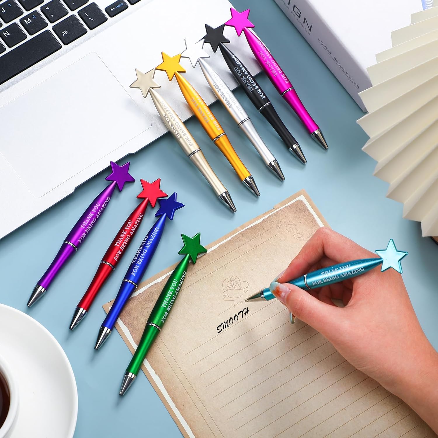 100 Pcs Inspirational Ballpoint Pen Bulk Thank You Gifts Pen Appreciation Gifts Thank You for Being Amazing Thumbs up Ballpoint with Black Ink for Back to School Teacher Office Supplies - Image 4