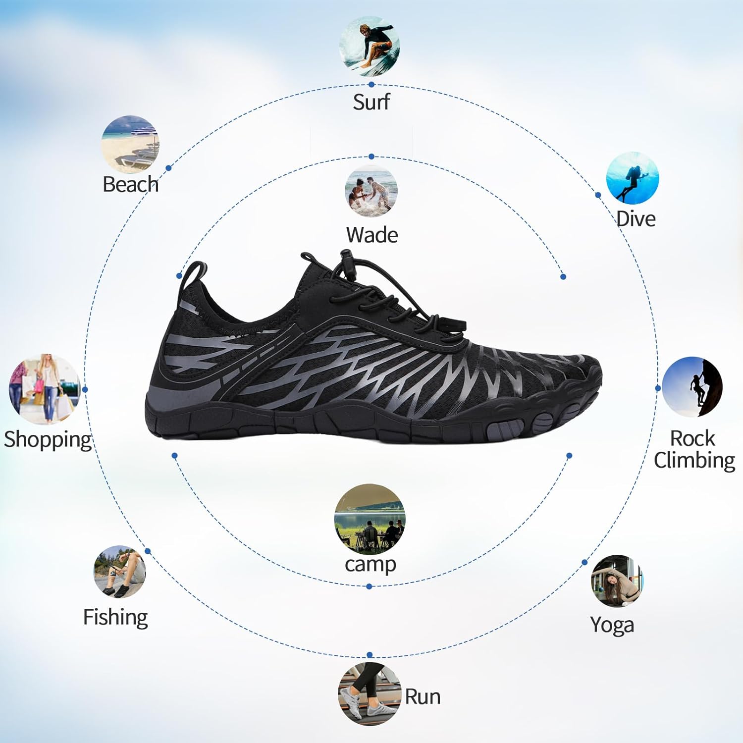 Hike Barefoot Shoes Womens Men Footwear,Pro-Healthy&Non-Slip Water Shoe for Women Men, Quick Dry Wide Toe Box Beach Swim Athletic Sports Shoes Unisex - Image 6