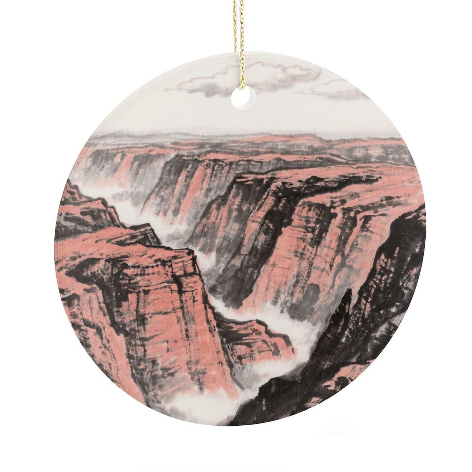 Fekiloot Style Grand Canyon Red Sandstone Christmas Ornaments 2.9 Inch Round Ceramic Ornament Keepsake Thank You Gifts For Office, Room, Home - Holiday Present Ideas