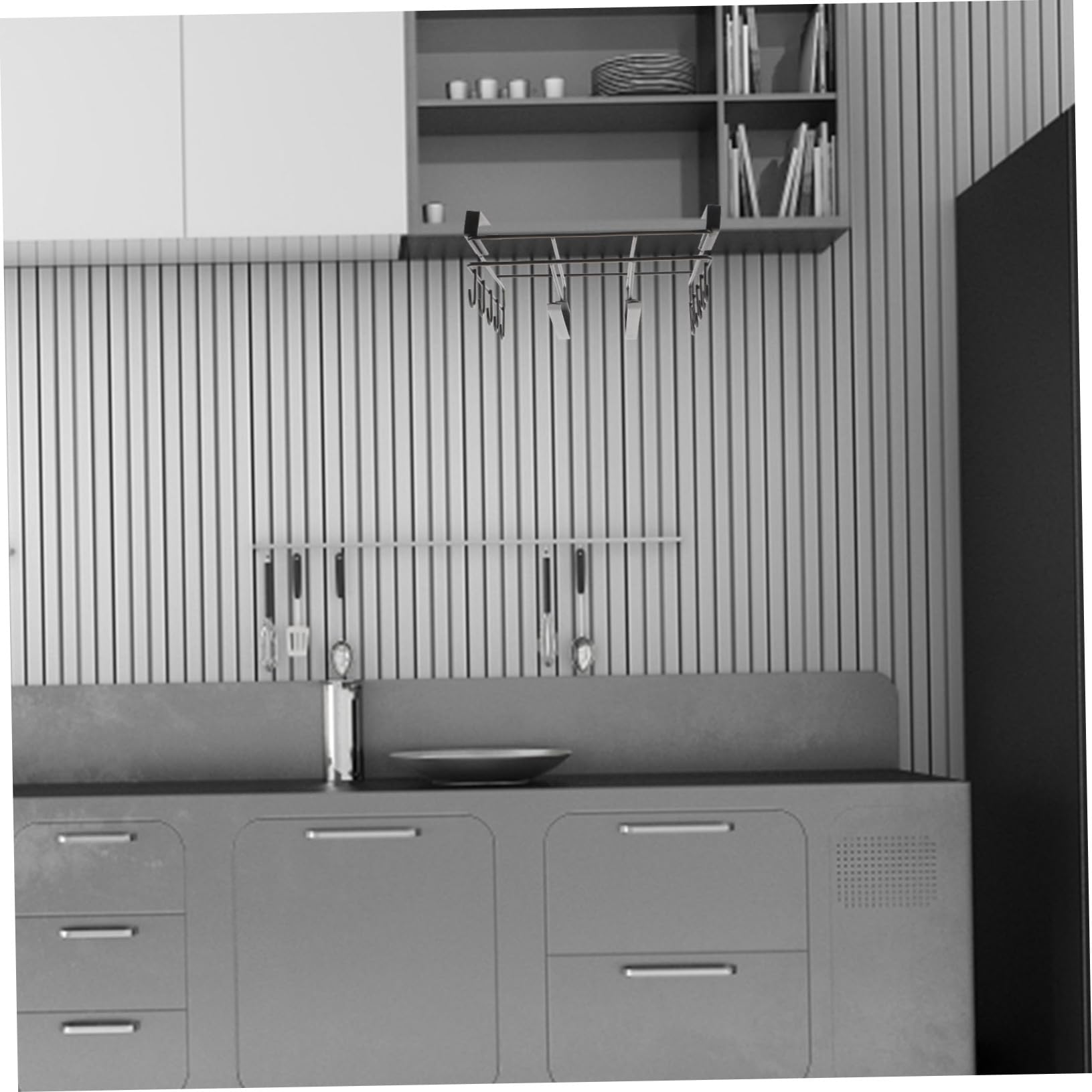 Soporte para Tapa de Olla de Cocina de Acero al Carbono Negro | Porta Tazas de Gabinete, Organizador de Tablas de Cortar, Bordes Redondeados, Diseño Simple y Fácil Limpieza