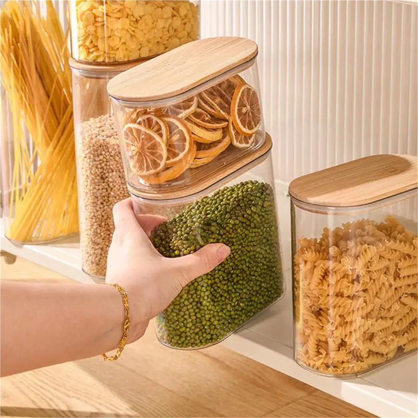 Frascos de almacenamiento cuadrados con tapa for granos café, contenedores frutas secas, organizadores cocina, 2 uds Para Alimentos(2000ML)