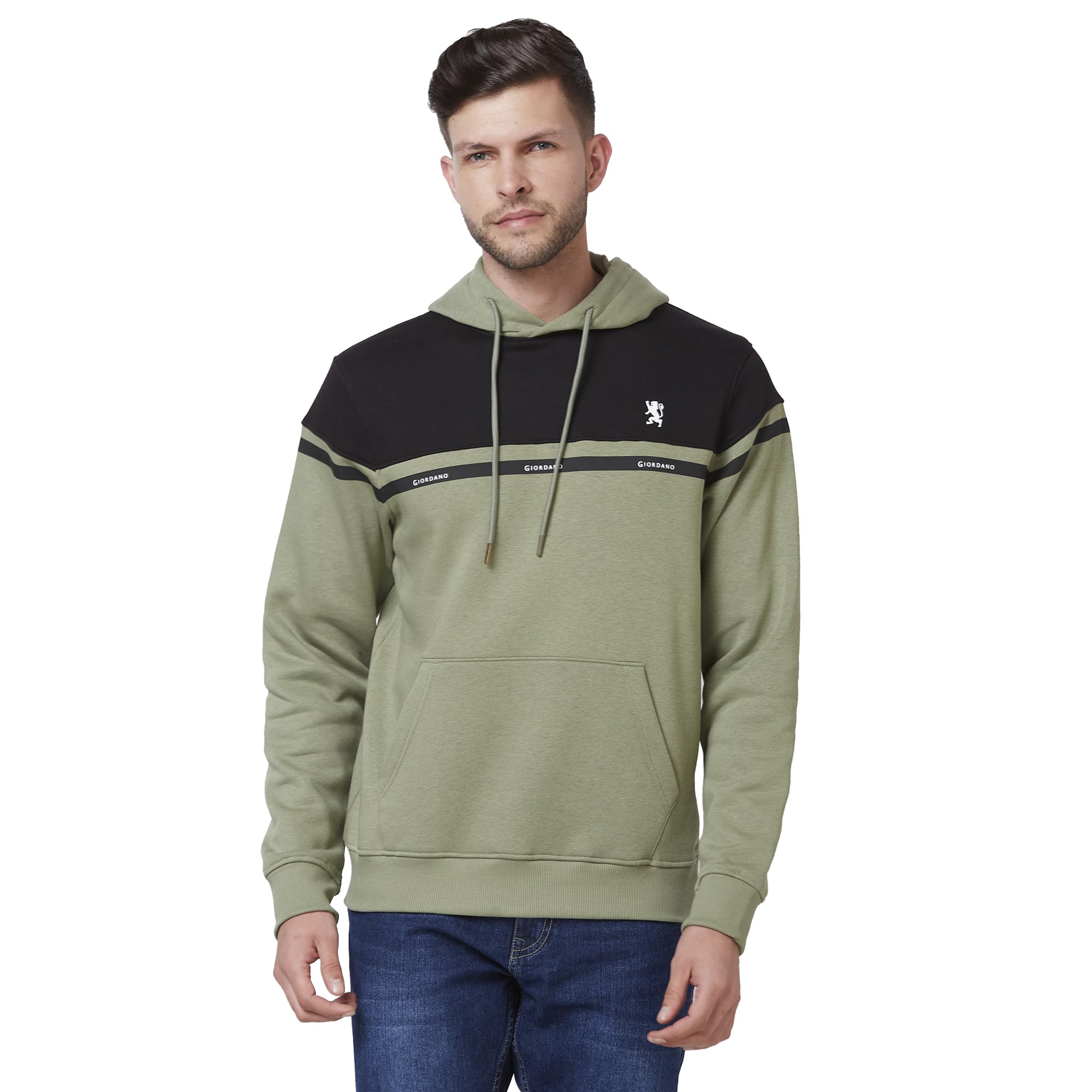 GiordanoMen's Colourblocked Long Sleeves Hooded Sweatshirt