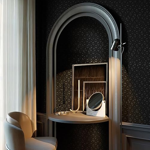 Miniatura 3 de Papel tapiz para despegar y pegar, color negro, con textura 3D, papel tapiz adhesivo para dormitorio, carabinete, geométrico, moderno, gótico, papel