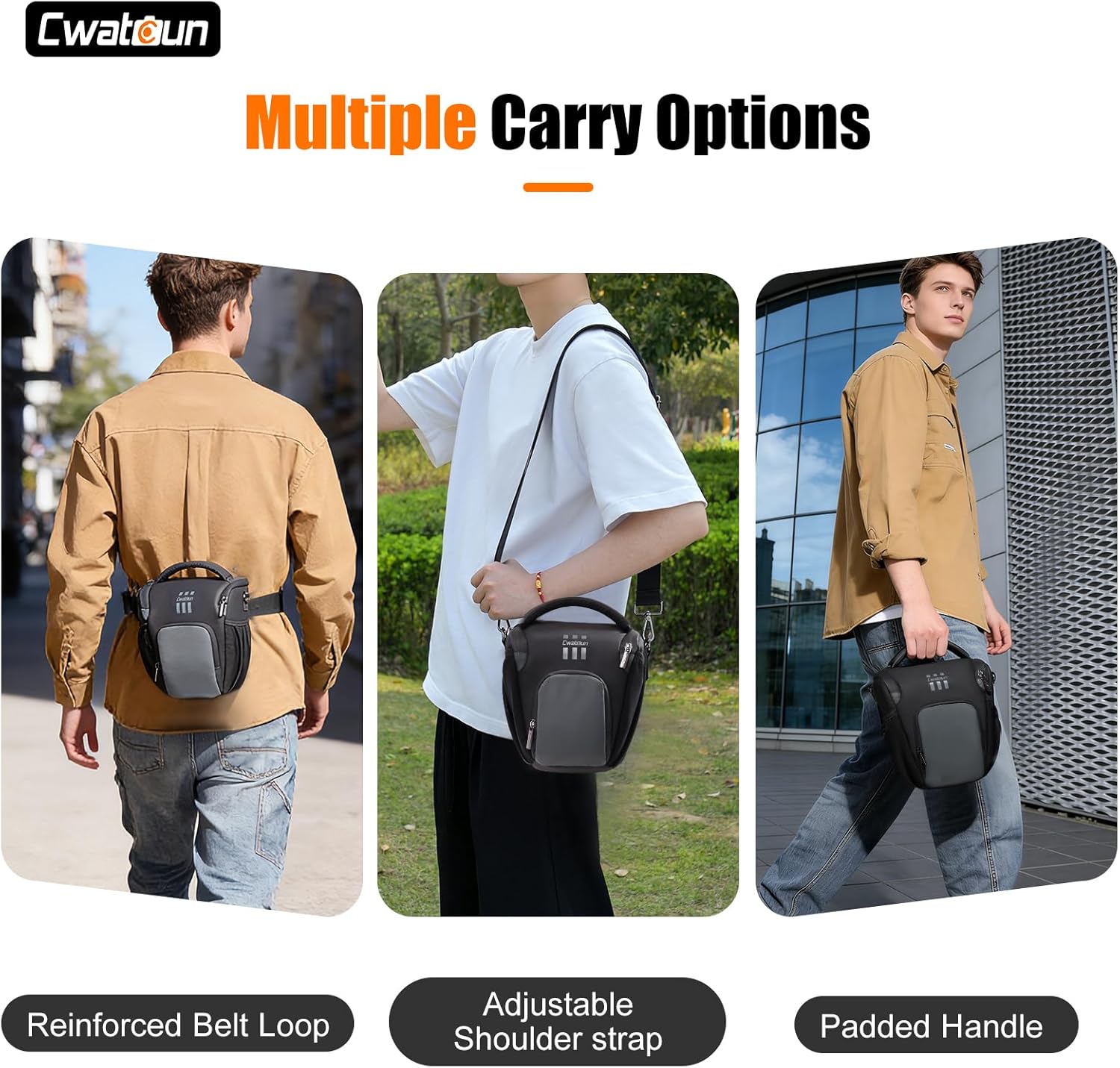 Cwatcun Camera Sling Bag Small, Compact DSLR Waterresistant Shoulder Bag for Photography - Fits Canon/Nikon/Sony, Quick-Access Padded Compartment, Lightweight Black Digital Camera Bag - Image 9