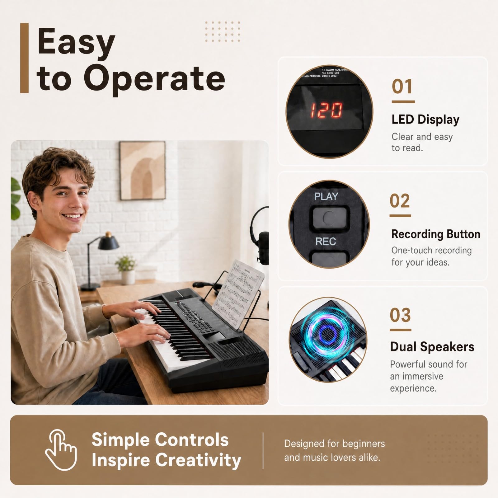 KOMFOTTEU Pianoforte Digitale 54 Tasti, con 200 Ritmi, 200 Suoni e 60 Demo | Tastiera Elettronica con Microfono e Leggio, Pianola Doppia Portatile e Leggera, per Bambini, Adolescenti e Adulti, Nero