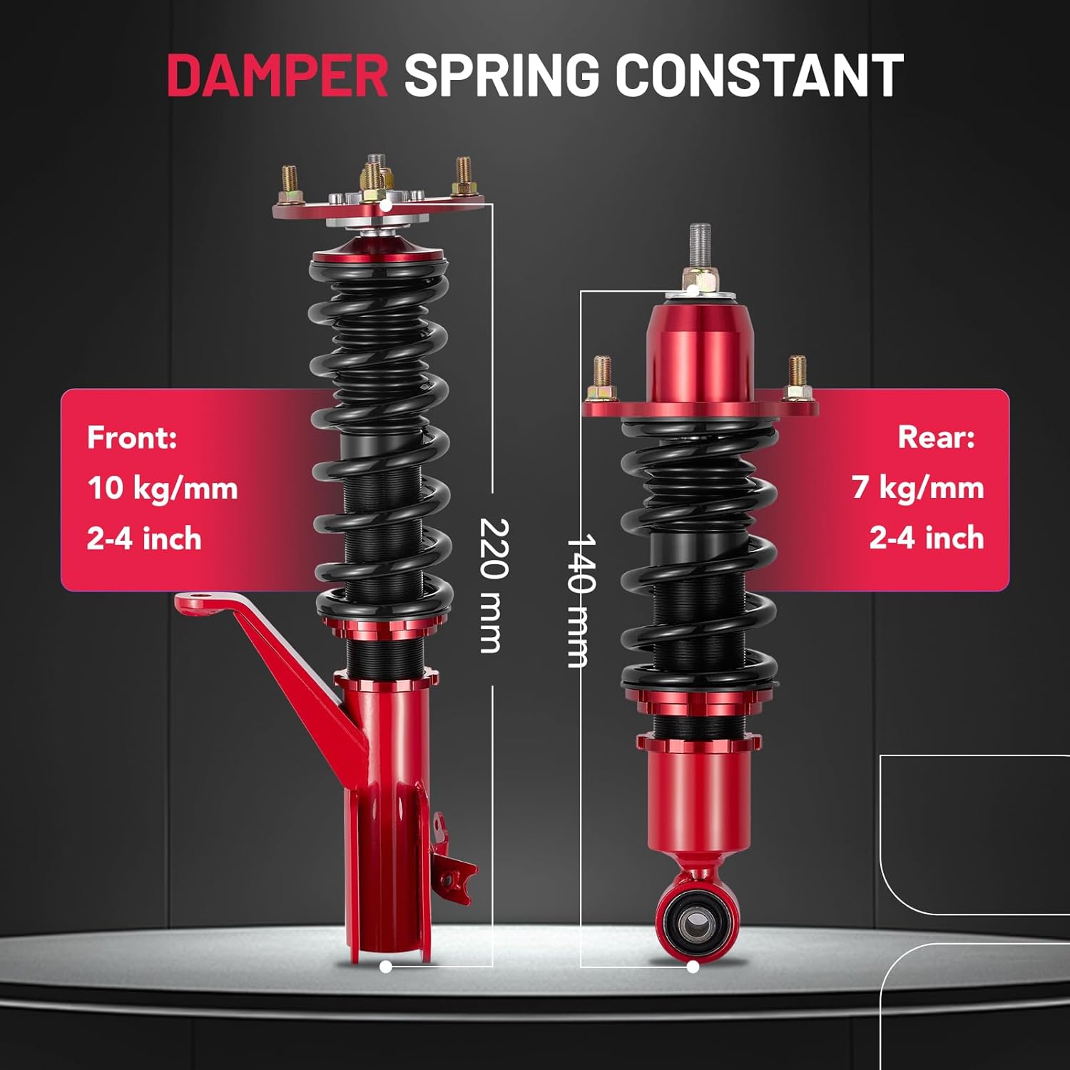 BDFHYK Coilovers Compatible with Honda Civic 2003-2005 1.3L l4, Civic 2001-2005 1.7L l4, Shock Absorber Replacement 4 PCS, Adjustable Height Coilovers Suspension Kit Lowering Kit, Red