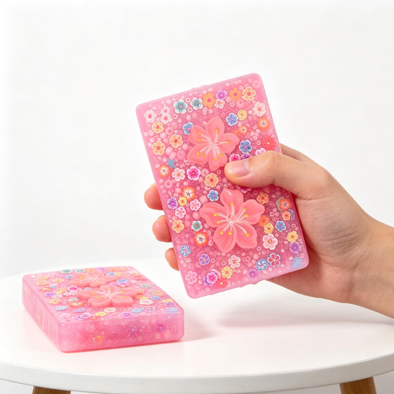 1 PCS Pink Flower Picky Pad for Adults,Silicone Sensory Toys,9 cm Rectangle Hair Plucking Fidget Toy,Stress Relief Skin Picking Fidget Toys,for Focus and Relaxation,Stress and Anxiety(Pink)