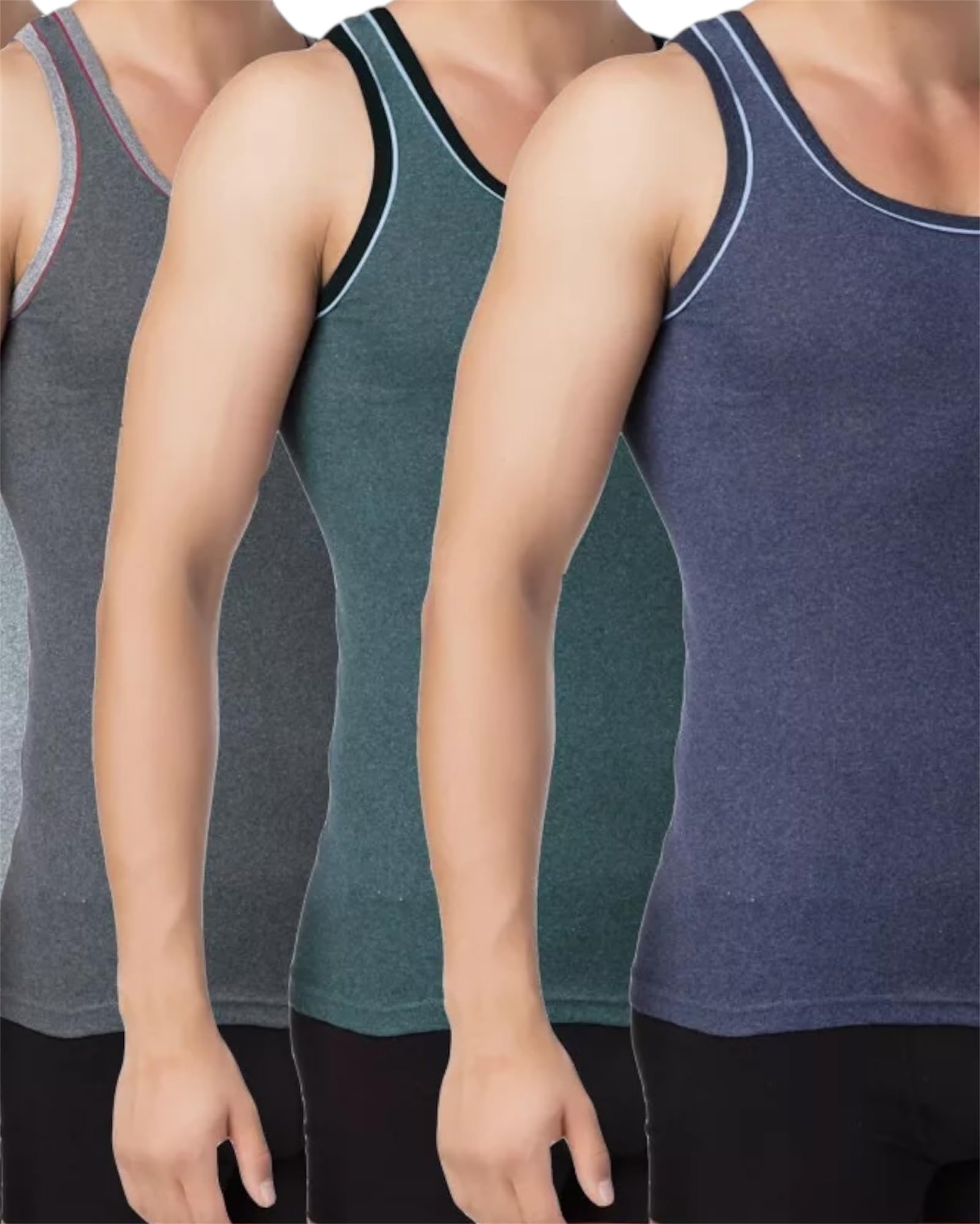 Unterhemd Herren (4er-5er Pack) –Tank-Top Achselshirt Baumwolle Feinripp–Männer Unterwäsche,Mehrfarbig Melange,Grau,Blau,Weiß,Schwarz M-3XL